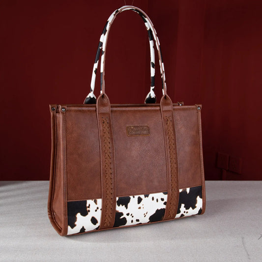 Cow Print Wide Tote
